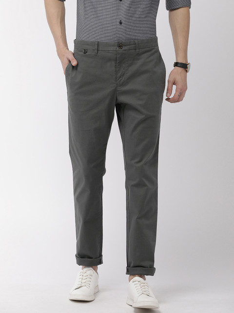 

Tommy Hilfiger Men Charcoal Grey Slim Fit Solid Chinos