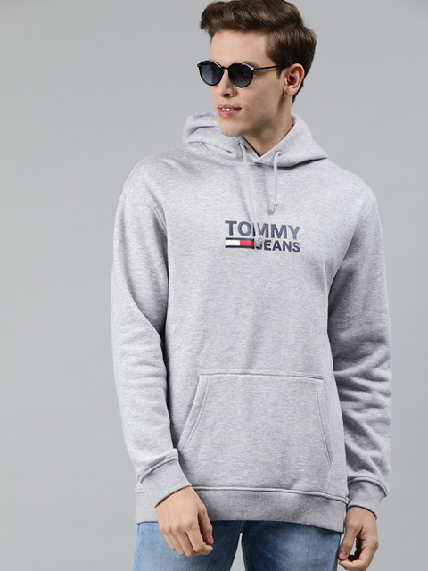 

Tommy Hilfiger Men Grey Printed Hooded Sweatshirt