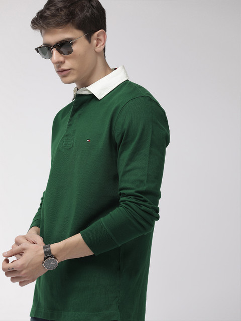 

Tommy Hilfiger Men Green Solid Sweatshirt