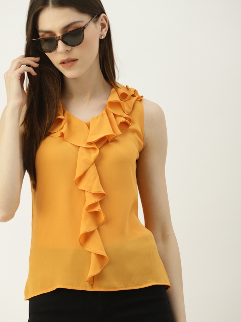 

NUSH Women Mustard Solid Top
