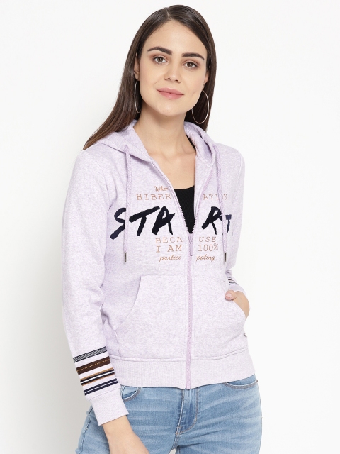 

Monte Carlo Women Lavender Printed Hooded Sweatshirt