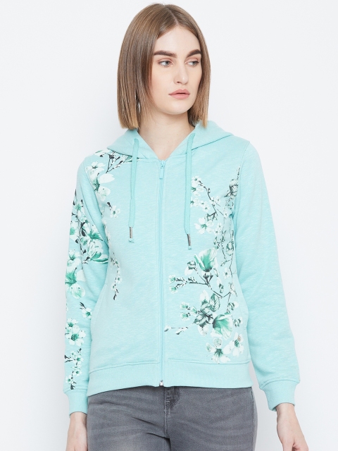 

Monte Carlo Women Blue & White Printed Hooded Sweatshirt