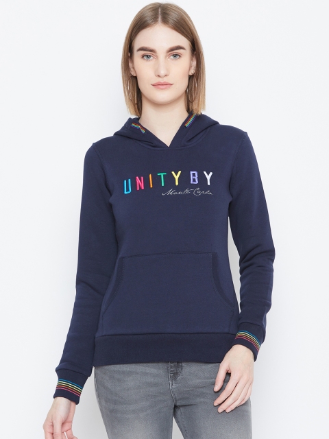 

Monte Carlo Women Navy Blue Printed Hooded Sweatshirt