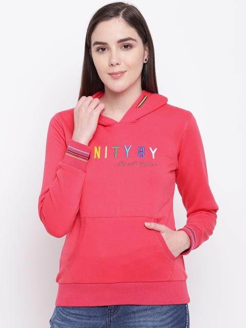 

Monte Carlo Women Pink Embroidered Detail Hooded Sweatshirt