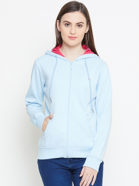 

Monte Carlo Women Blue Solid Hooded Sweatshirt