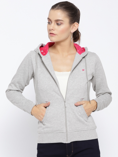 

Monte Carlo Women Grey Melange Solid Hooded Sweatshirt