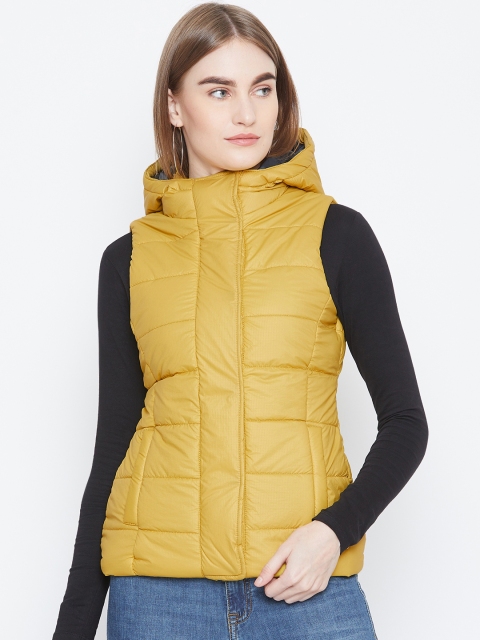 

Monte Carlo Women Yellow Solid Hooded Padded Jacket