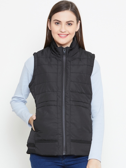 

Monte Carlo Women Black Solid Sleeveless Padded Jacket