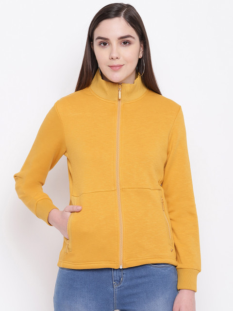 

Monte Carlo Women Mustard Yellow Solid Sweatshirt