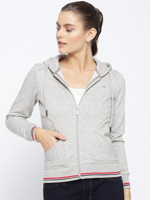 

Monte Carlo Women Grey Melange Solid Hooded Sweatshirt
