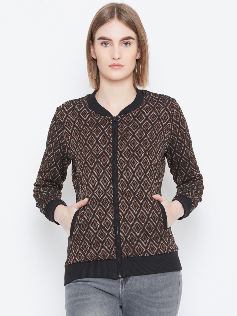 

Monte Carlo Women Brown & Black Self-Design Sweatshirt