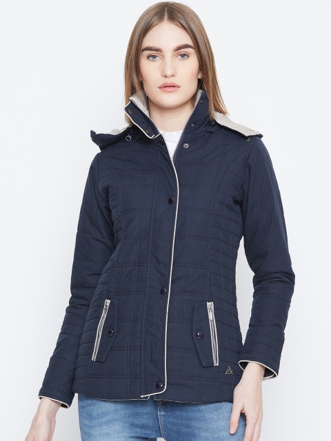 

Monte Carlo Women Navy Blue Solid Hooded Padded Jacket