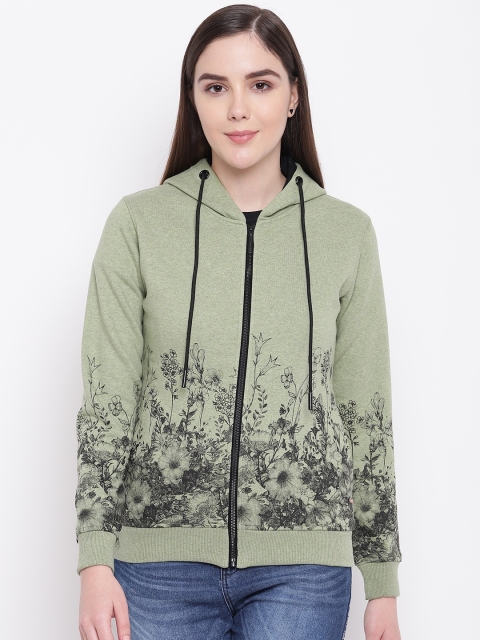 

Monte Carlo Women Green & Black Printed Hooded Sweatshirt