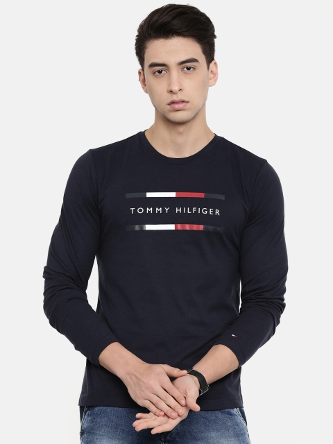 

Tommy Hilfiger Men Navy Blue Printed Round Neck T-shirt