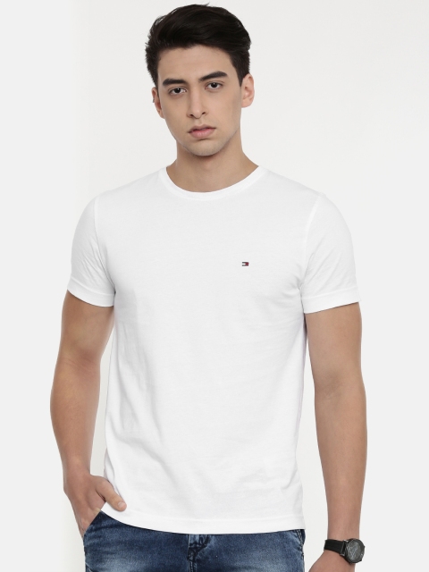 

Tommy Hilfiger Men White Solid Round Neck T-shirt