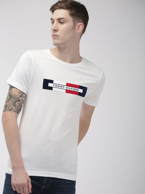 

Tommy Hilfiger Men White Printed Round Neck T-shirt