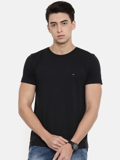 

Tommy Hilfiger Men Black Solid Round Neck T-shirt