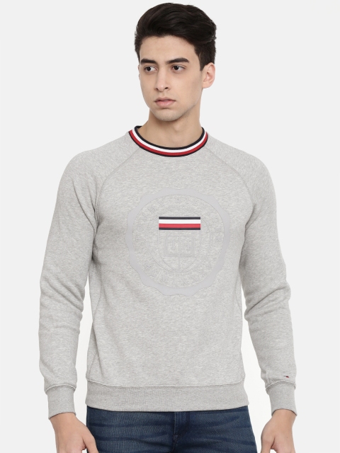 

Tommy Hilfiger Men Grey Melange Printed Sweatshirt