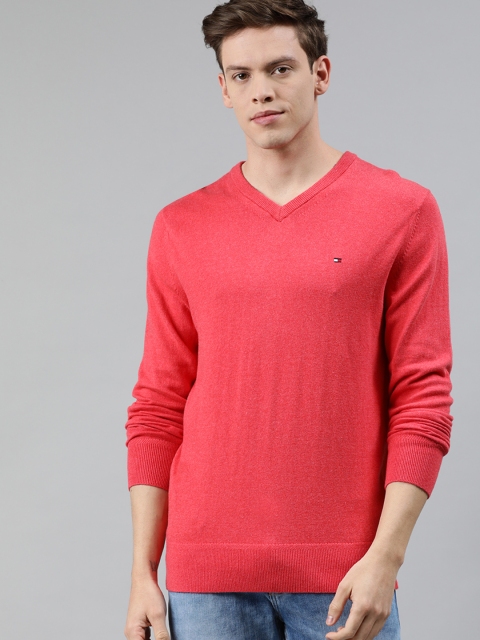 

Tommy Hilfiger Men Peach-Coloured Solid Pullover Sweater