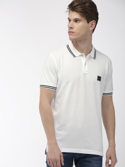 

Tommy Hilfiger Men White Solid Polo Collar T-shirt