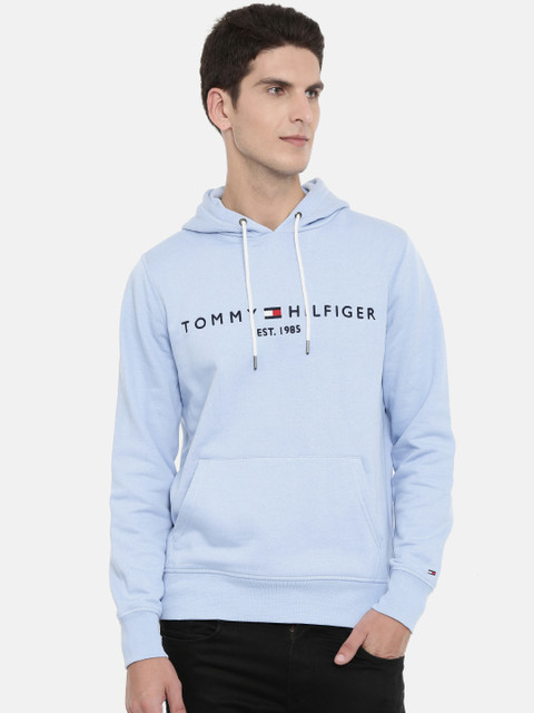 

Tommy Hilfiger Men Blue Printed Hooded Sweatshirt