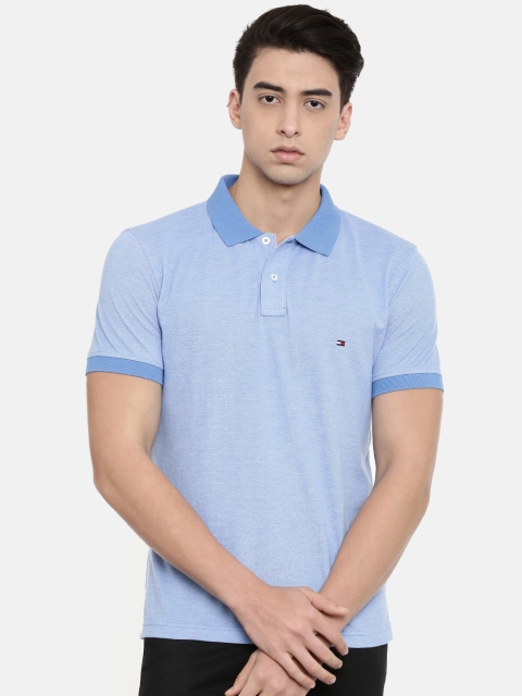 

Tommy Hilfiger Men Blue Solid Polo Collar T-shirt