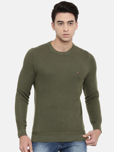 

Tommy Hilfiger Men Green Solid Sweater