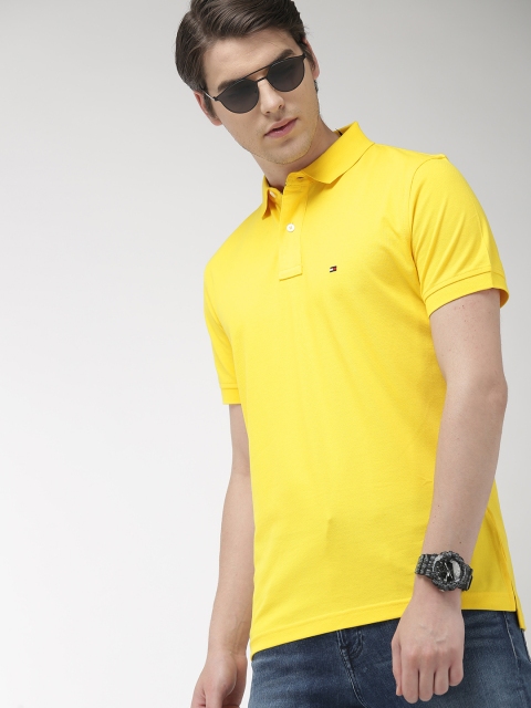 

Tommy Hilfiger Men Yellow Solid Polo Collar T-shirt