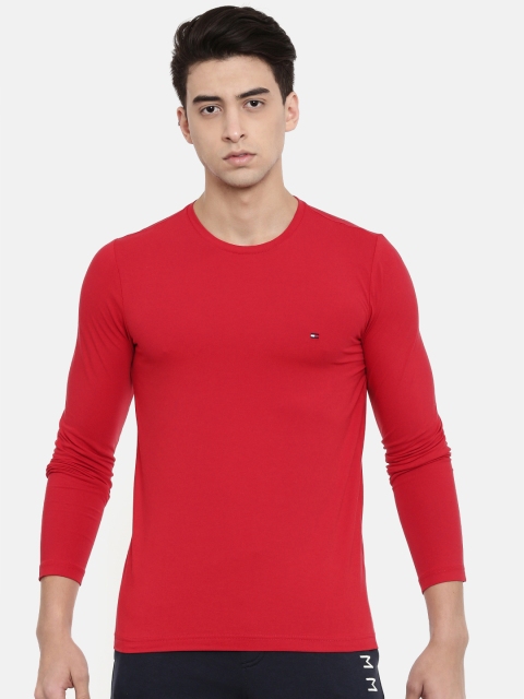 

Tommy Hilfiger Men Red Solid Round Neck T-shirt