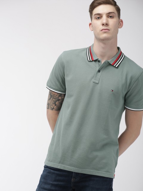 

Tommy Hilfiger Men Grey Solid Polo Collar T-shirt