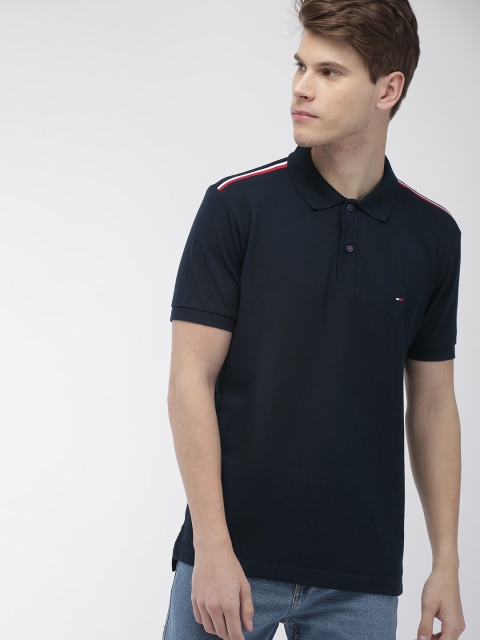 

Tommy Hilfiger Men Navy Blue Solid Polo Collar T-shirt