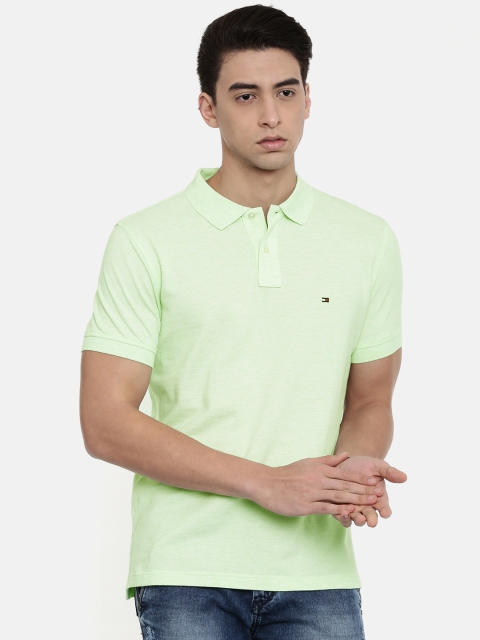 

Tommy Hilfiger Men Green Solid Polo Collar T-shirt