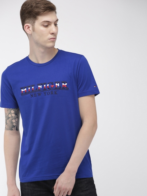 

Tommy Hilfiger Men Blue Embroidered Round Neck Pure Cotton T-shirt