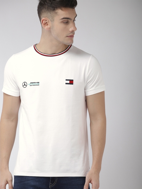 

Tommy Hilfiger Men White Solid Round Neck T-shirt