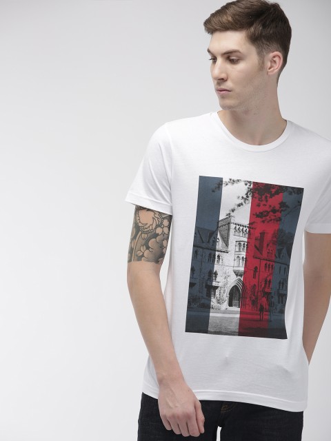 

Tommy Hilfiger Men White Printed Round Neck T-shirt