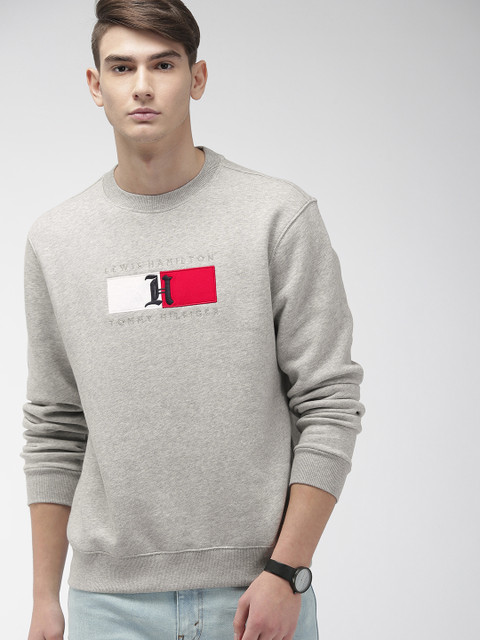 

Tommy Hilfiger X Lewis Hamilton Men Grey Melange Solid Sweatshirt