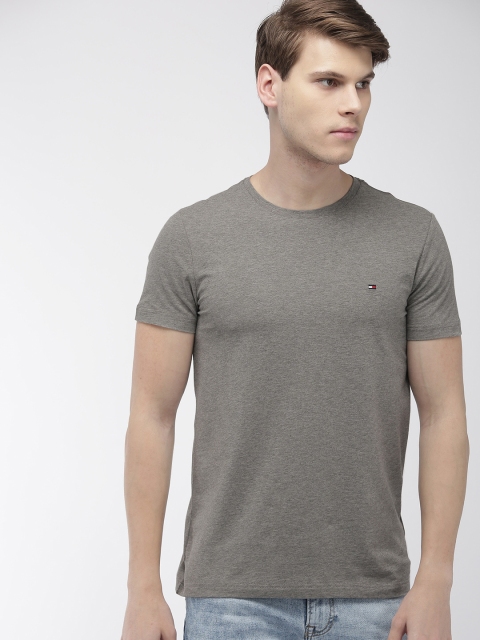 

Tommy Hilfiger Men Grey Melange Solid Round Neck T-shirt