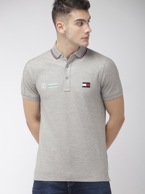 

Tommy Hilfiger Men Grey Solid Polo Collar T-shirt