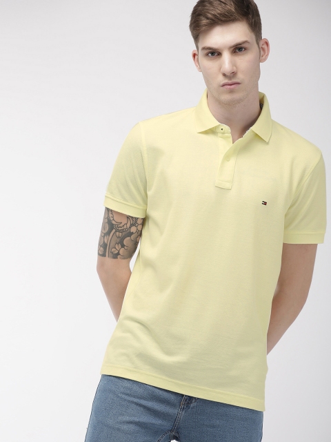 

Tommy Hilfiger Men Yellow Solid Polo Collar T-shirt
