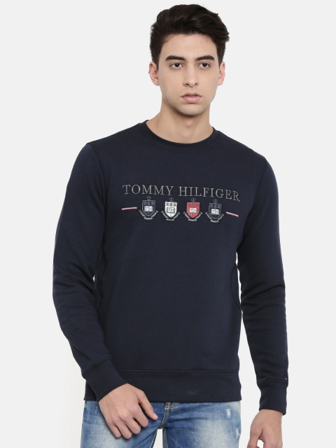 

Tommy Hilfiger Men Navy Blue Embroidered Pullover Sweatshirt