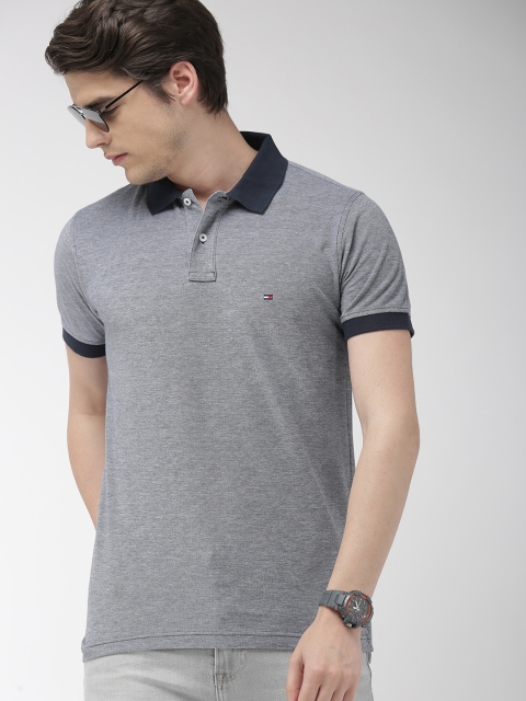 

Tommy Hilfiger Men Navy Blue Solid Polo Collar T-shirt