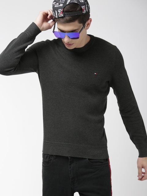 

Tommy Hilfiger Men Grey Self Design Sweater