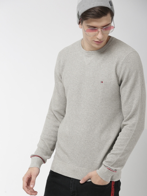 

Tommy Hilfiger Men Grey Self Design Sweater