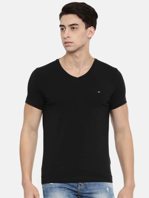 

Tommy Hilfiger Men Black Solid Round Neck T-shirt