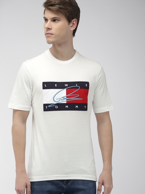 

Tommy Hilfiger X Lewis Hamilton Men White Applique Detail Round Neck T-shirt