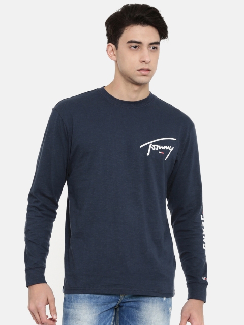 

Tommy Hilfiger Men Navy Blue Printed Round Neck T-shirt