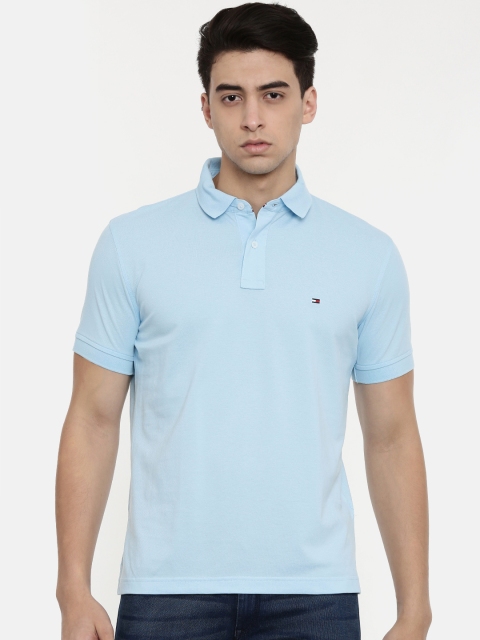 

Tommy Hilfiger Men Blue Solid Polo Collar T-shirt