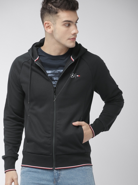 

Tommy Hilfiger Men Black Solid Hooded Sweatshirt