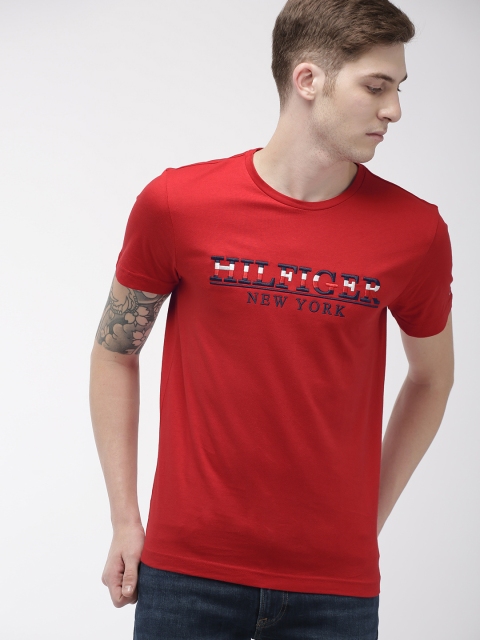 

Tommy Hilfiger Men Red Embroidered Round Neck T-shirt