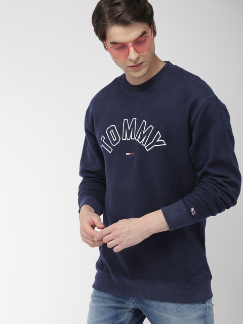 

Tommy Hilfiger Men Navy Blue Self Design Sweatshirt